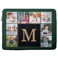 Personalized 8 Photo Initial Laptop Sleeve Case with Pocket - 17  Vertical Laptop Sleeve Case With Pocket