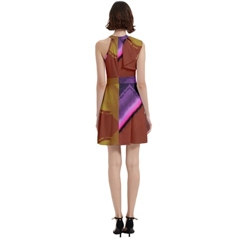 Cocktail Party Halter Sleeveless Dress With Pockets 