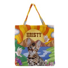Personalized sychedelic Pet Photo Name Marble Tote Bag - Grocery Tote Bag