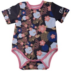 Personalized Kimono Pattern Name Baby Short Sleeve Bodysuit