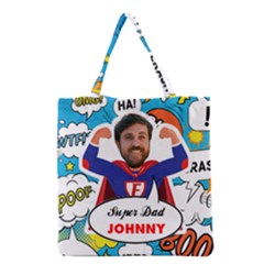 Personalized Super Dad Father Photo Name Tote Bag - Grocery Tote Bag
