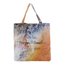 Personalized Wedding Couple Name Marble Tote Bag - Grocery Tote Bag