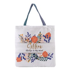Personalized Name Any Text Floral Tote Bag - Grocery Tote Bag