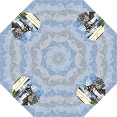 Blue Waves Brag Umbrella - Folding Umbrella