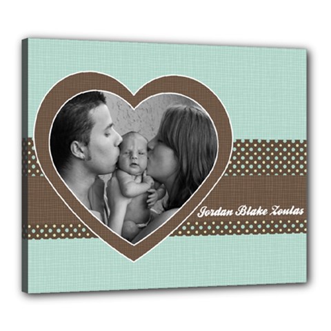 Baby Blue & Brown Heart Canvas 20x24 - Canvas 24  x 20  (Stretched)
