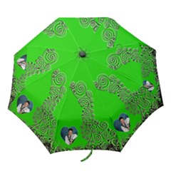Fantasia Acid Lime & black  heart umbrella - Folding Umbrella