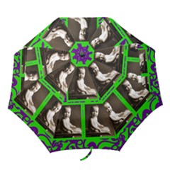 Funky Fantasia acid lime & purple spiral folding umbrella