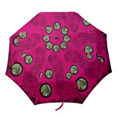 Fantasia fuschia pink swirls multi frame folding umbrella
