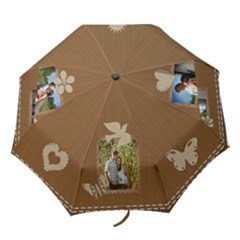 Brown Stitched Umbrella - Folding Umbrella