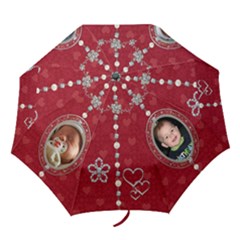 Red & Silver Love Folding Umbrella