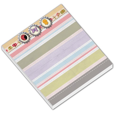 Spring Easter Stripe Small Memo Pad With Chick, Butterfly, And Ladybug By Redhead Scraps