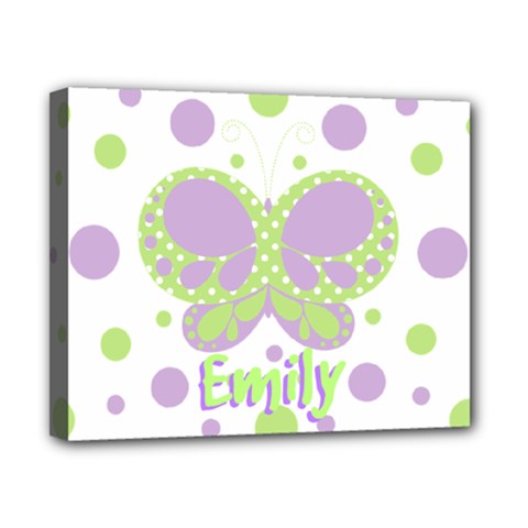 Butterfly Dots Purple Green Canvas Name Print - Canvas 10  x 8  (Stretched)