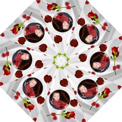 white Satin and Roses Umbrella - Folding Umbrella