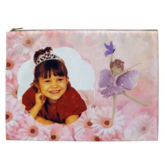 Pink Daisies and Fairy Cosmetic Bag (XXL)