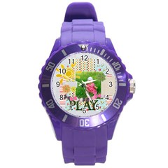 kids, fun, child, play, happy - Round Plastic Sport Watch (L)