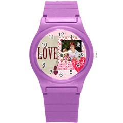 love, kids, happy, fun, family, holiday - Round Plastic Sport Watch (S)