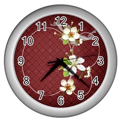 Blossom clock - Wall Clock (Silver)