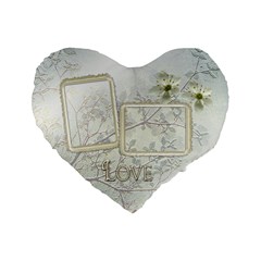 White Love 16  heart cushion - Standard 16  Premium Heart Shape Cushion 