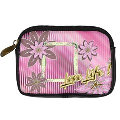Love Life pink floral digital camera case - Digital Camera Leather Case