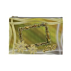 Gold love floral cosmetic bag lg - Cosmetic Bag (Large)