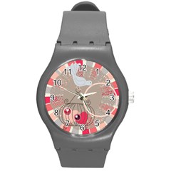 In love watch medium - Round Plastic Sport Watch (M)