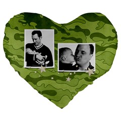 Camouflage-Camo-Military-Hunting- heart cushion - Large 19  Premium Heart Shape Cushion