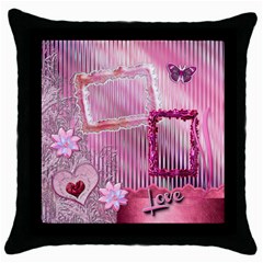 Pink love  Throw Pillow case - Throw Pillow Case (Black)