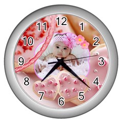 cookie hearts clock - Wall Clock (Silver)