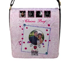 Pink lace shabby chic messenger bag - Flap Closure Messenger Bag (L)