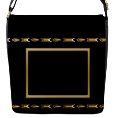 Black and Gold Flap Closure Messenger Bag (small) - Flap Closure Messenger Bag (S)