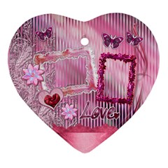 Pink love baby floral Heart Christmas Ornament - Ornament (Heart)