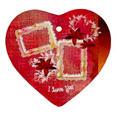 Pink love floral Heart Christmas Ornament - Ornament (Heart)
