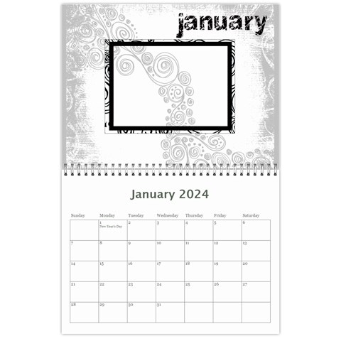 2024 Faded Glory Monochrome Calendar By Catvinnat Jan 2024