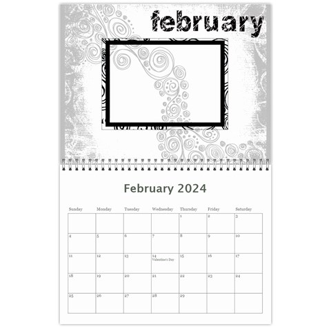 2024 Faded Glory Monochrome Calendar By Catvinnat Feb 2024