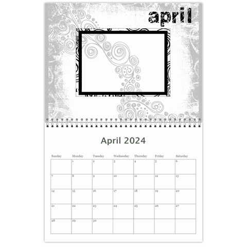 2024 Faded Glory Monochrome Calendar By Catvinnat Apr 2024