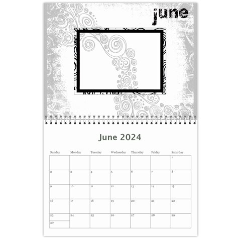 2024 Faded Glory Monochrome Calendar By Catvinnat Jun 2024