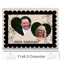 2024 Twin Hearts Wedding Celebration Calendar  - Wall Calendar 11  x 8.5  (12-Months)