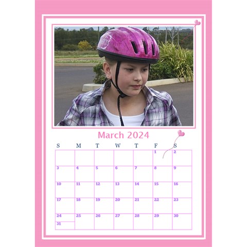 Princess Pink Desktop Calendar By Deborah Mar 2024