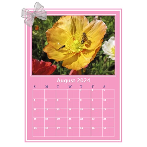 Princess Pink Desktop Calendar By Deborah Aug 2024