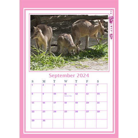 Princess Pink Desktop Calendar By Deborah Sep 2024