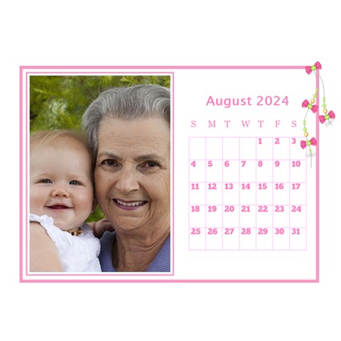 Pink Princess Desktop Calendar (8 5x6) By Deborah Aug 2024