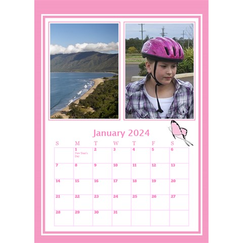 Pink Princess Desktop Calendar By Deborah Jan 2024