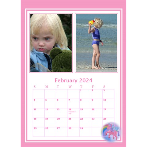 Pink Princess Desktop Calendar By Deborah Feb 2024