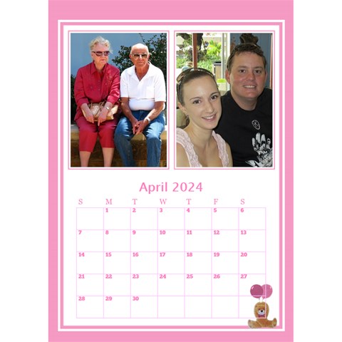 Pink Princess Desktop Calendar By Deborah Apr 2024