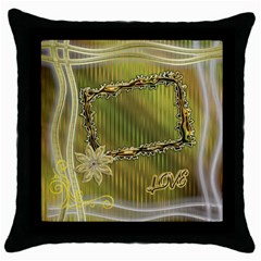 Floral love gold throw pillow case - Throw Pillow Case (Black)