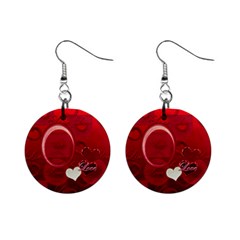 I Heart You red button earrings - Mini Button Earrings
