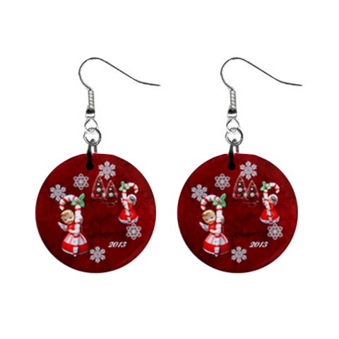 Angels Christmas  Button Earrings By Ellan Front