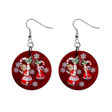 Angels Christmas No Frame  Button Earrings By Ellan Front