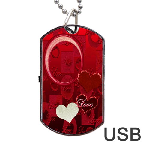 Red Love Dog Tag Usb Flash 1 Side By Ellan Front