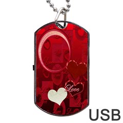 Red love Dog Tag USB Flash 1 side - Dog Tag USB Flash (One Side)